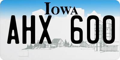 IA license plate AHX600