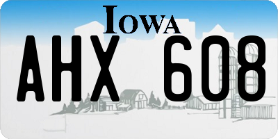 IA license plate AHX608