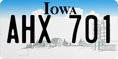 IA license plate AHX701