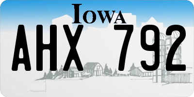 IA license plate AHX792