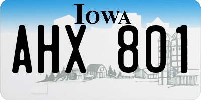 IA license plate AHX801