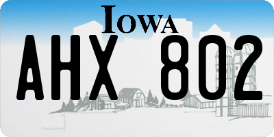 IA license plate AHX802