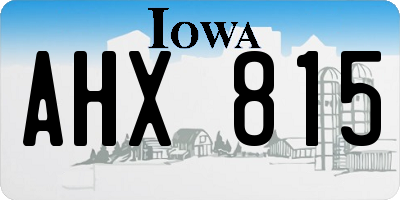 IA license plate AHX815