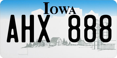 IA license plate AHX888