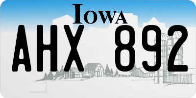 IA license plate AHX892