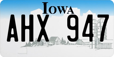 IA license plate AHX947