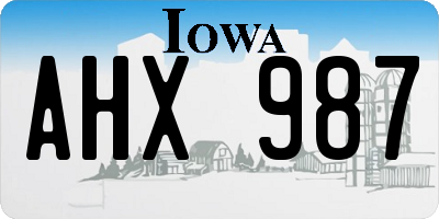 IA license plate AHX987