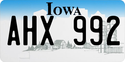 IA license plate AHX992