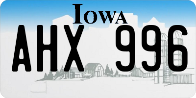 IA license plate AHX996