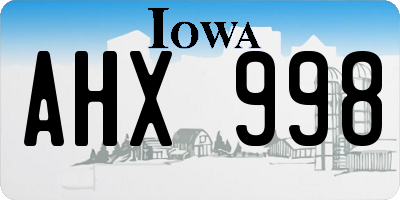 IA license plate AHX998