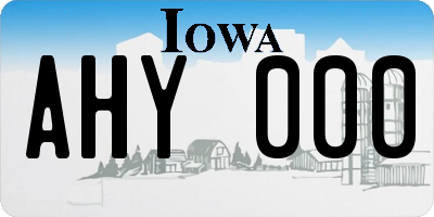 IA license plate AHY000