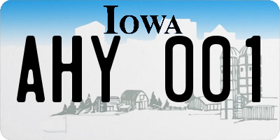 IA license plate AHY001