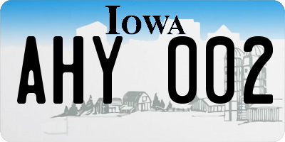 IA license plate AHY002