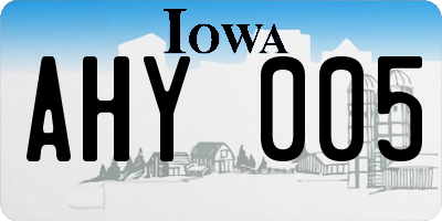 IA license plate AHY005