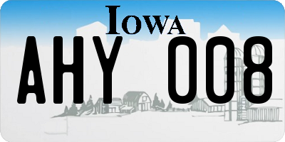 IA license plate AHY008