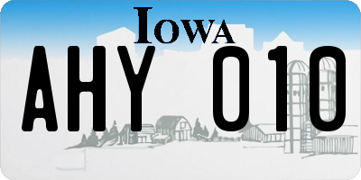 IA license plate AHY010