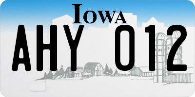 IA license plate AHY012