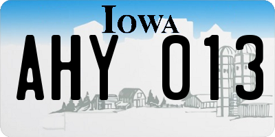 IA license plate AHY013