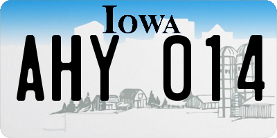 IA license plate AHY014