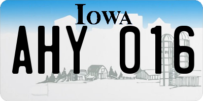 IA license plate AHY016