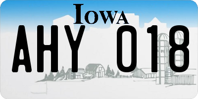IA license plate AHY018