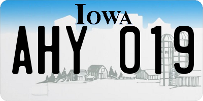 IA license plate AHY019