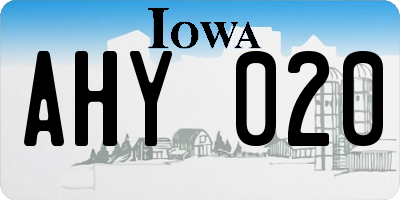 IA license plate AHY020