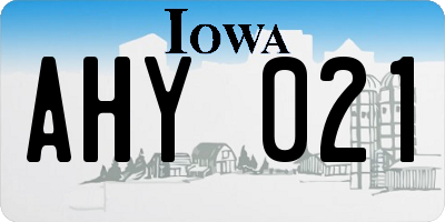 IA license plate AHY021