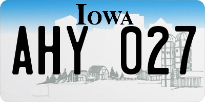 IA license plate AHY027