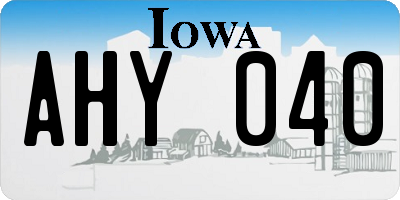 IA license plate AHY040