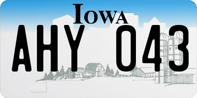 IA license plate AHY043