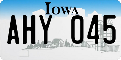 IA license plate AHY045