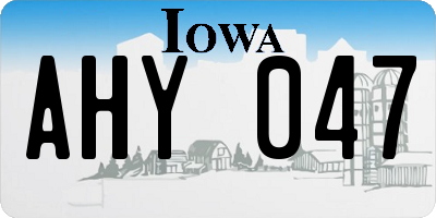 IA license plate AHY047