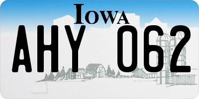 IA license plate AHY062