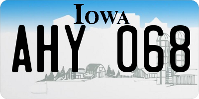 IA license plate AHY068