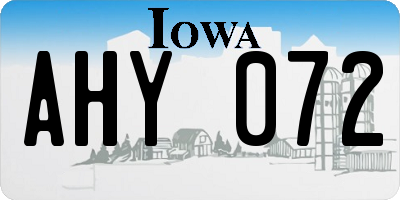 IA license plate AHY072