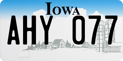 IA license plate AHY077