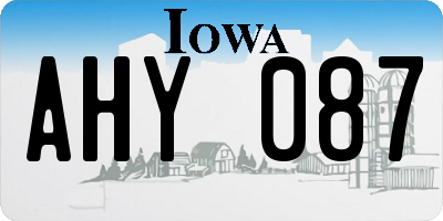 IA license plate AHY087