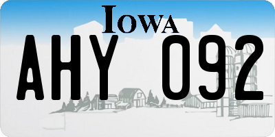 IA license plate AHY092