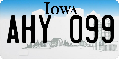 IA license plate AHY099