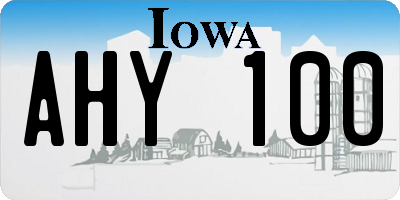 IA license plate AHY100