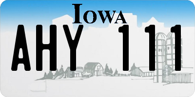 IA license plate AHY111