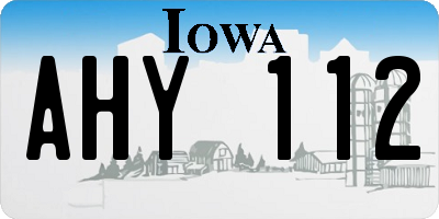 IA license plate AHY112