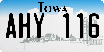 IA license plate AHY116