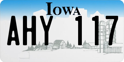 IA license plate AHY117