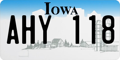 IA license plate AHY118