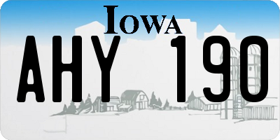 IA license plate AHY190