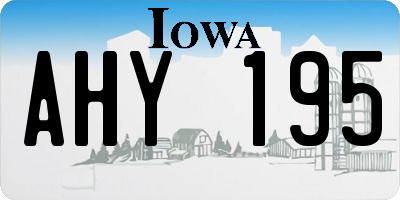 IA license plate AHY195