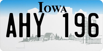 IA license plate AHY196