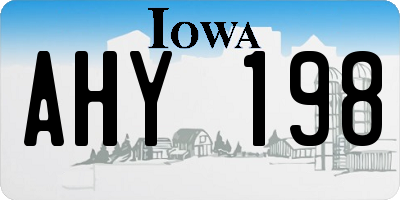 IA license plate AHY198